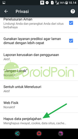 Menghapus Histori di Chrome Android