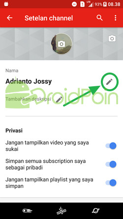 Mengganti Gambar (Profil dan Background) Akun YouTube via Aplikasi YouTube Android