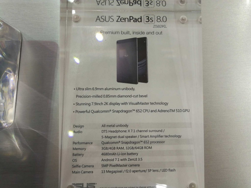 Harga dan Spesifikasi Asus ZenPad 3S (Z582KL)