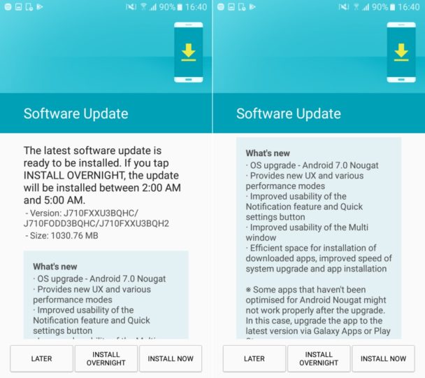 Update Nougat untuk Galaxy J7 (2016) Mulai Digulirkan