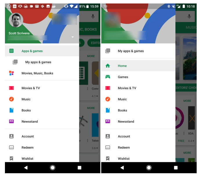 Google Memperbarui Desain Menu di Play Store