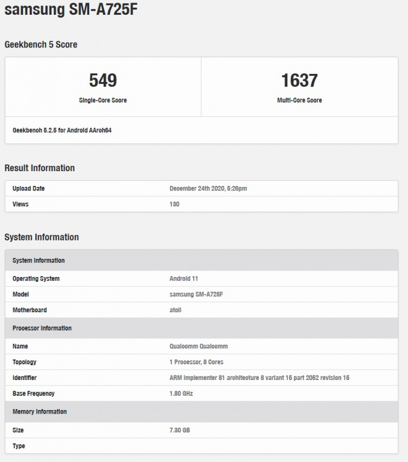 geekbench a71